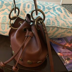 Leather mini bucket bag